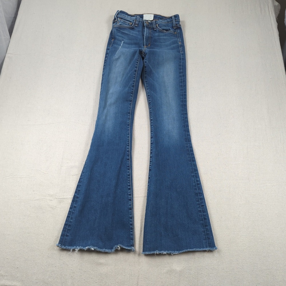 McGuire Jeans Womens 24 Blue Flare Frayed Stretch Boho Hippie Casual